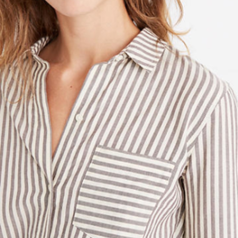 NWT Madewell Tie-Front Shirt in Maitland Stripe - Picture 3 of 7
